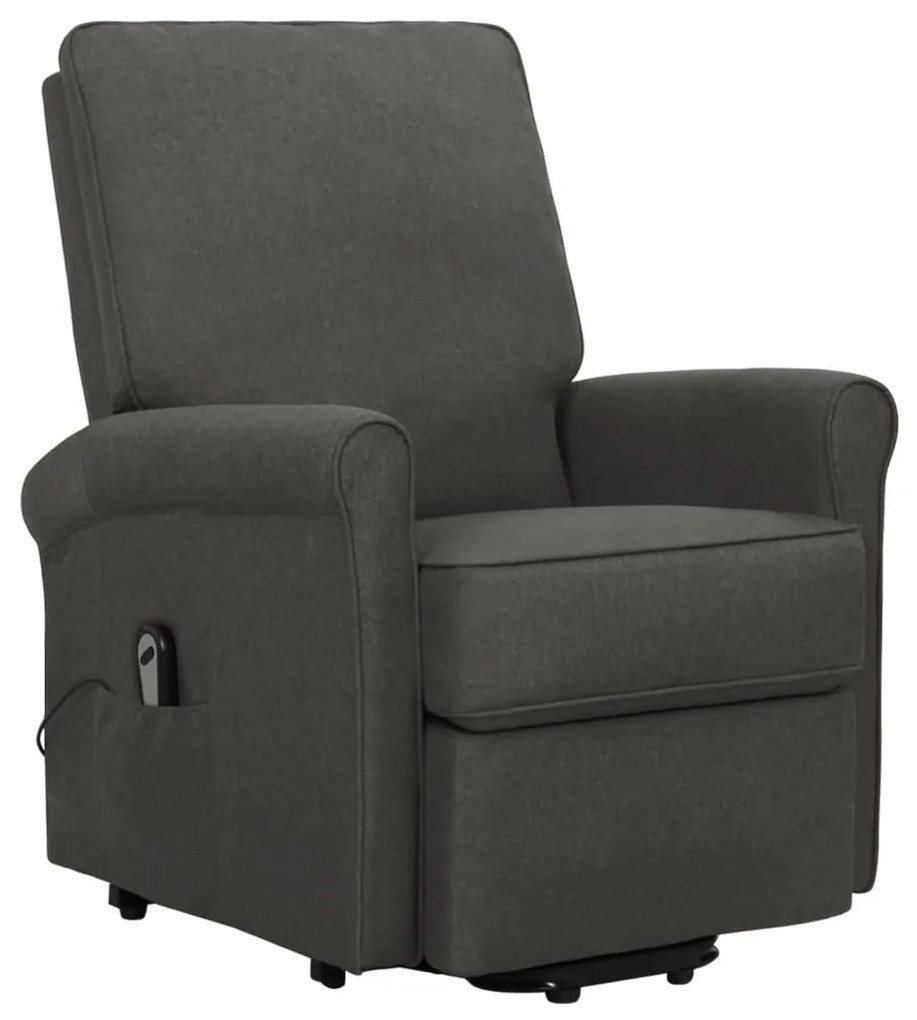 329720 vidaXL Fotoliu cu ridicare, gri închis, textil