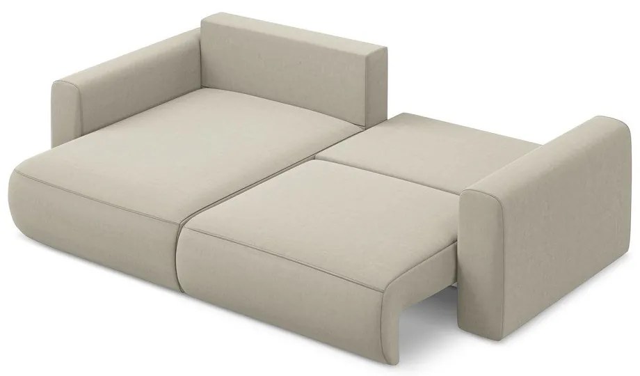 Colțar bej extensibil/cu spațiu de depozitare cu tapițerie din catifea (cu colț pe partea stângă/cu șezlong) Kapua – Makamii