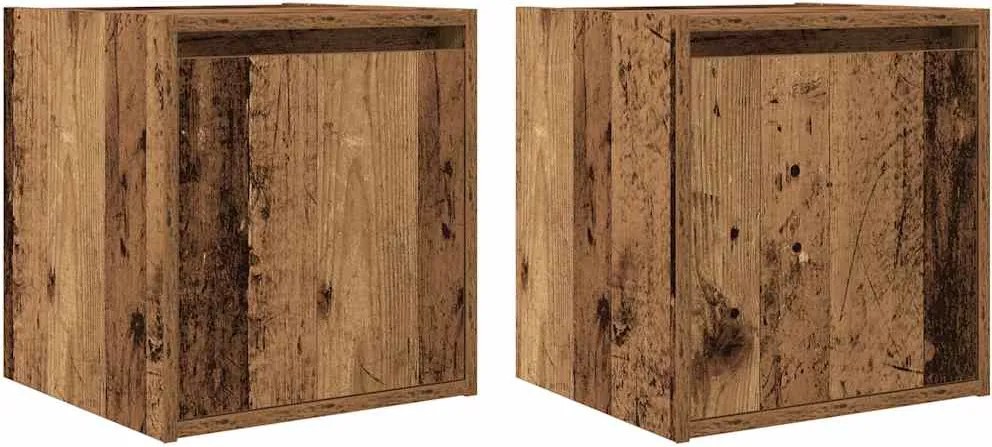 vidaXL Noptiere montate pe perete 2 buc Lemn vechi 38x34x40 cm