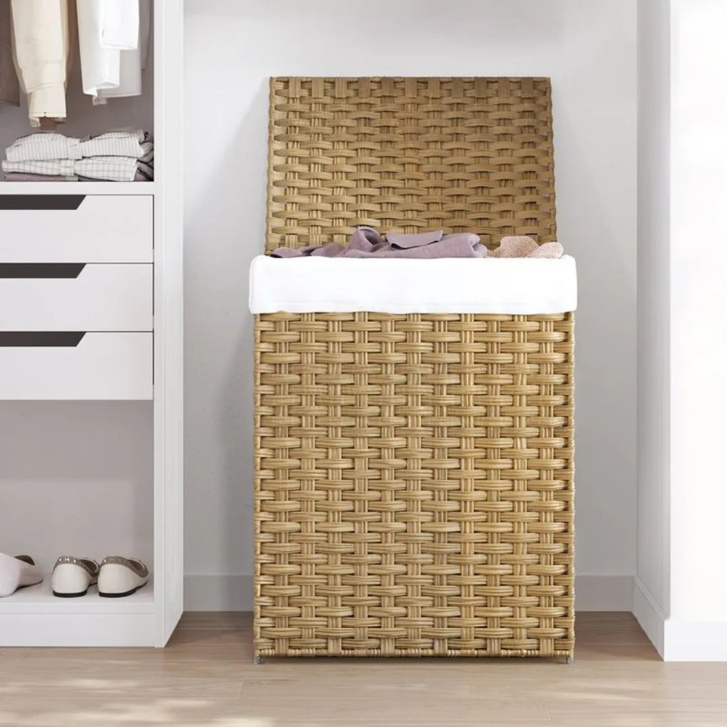 Coș de rufe din ratan sintetic AVA, 90L, maro natural SongmicsHome
