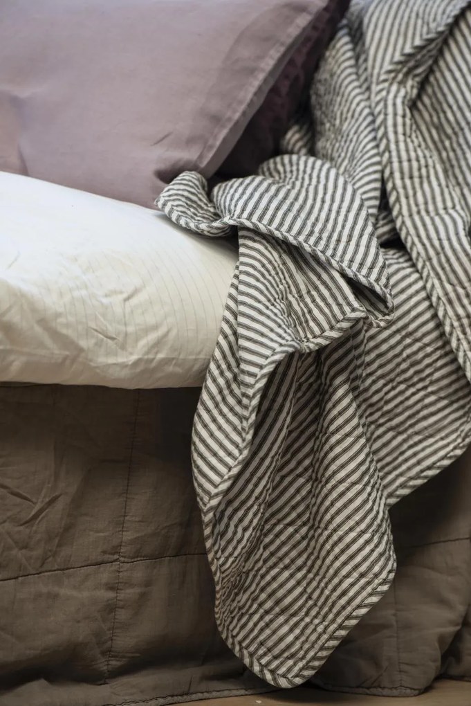 IB Laursen Patura din bumbac Culoare alb-maro, COLOURED STRIPES 180x130 cm