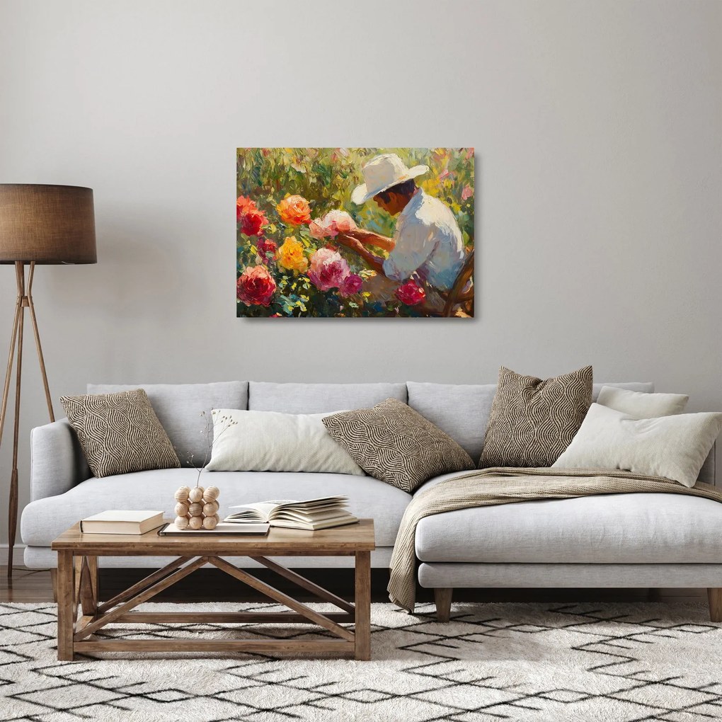 Tablou pe sticlă - Grădinar (70x50 cm)