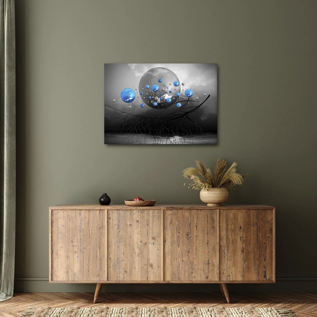 Tabloul cu bile abstracte albastre (70x50 cm)