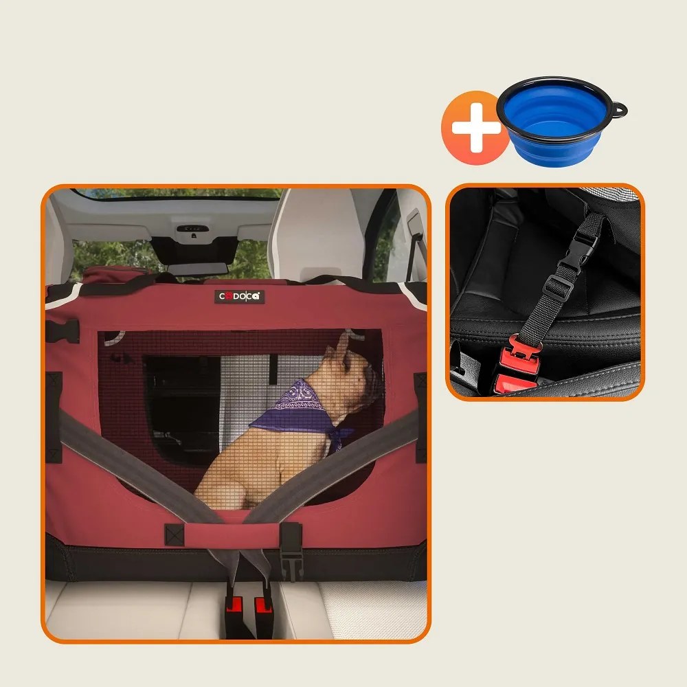 Cadoca Geantă de transport pentru câini și pisici ELI, 60x42x42cm, roșu închis