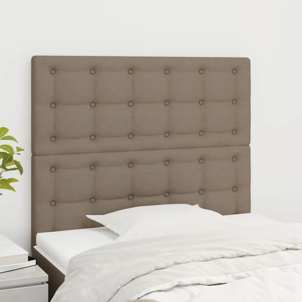 vidaXL Tăblii de pat, 2 buc, gri taupe, 90x5x78/88 cm, textil