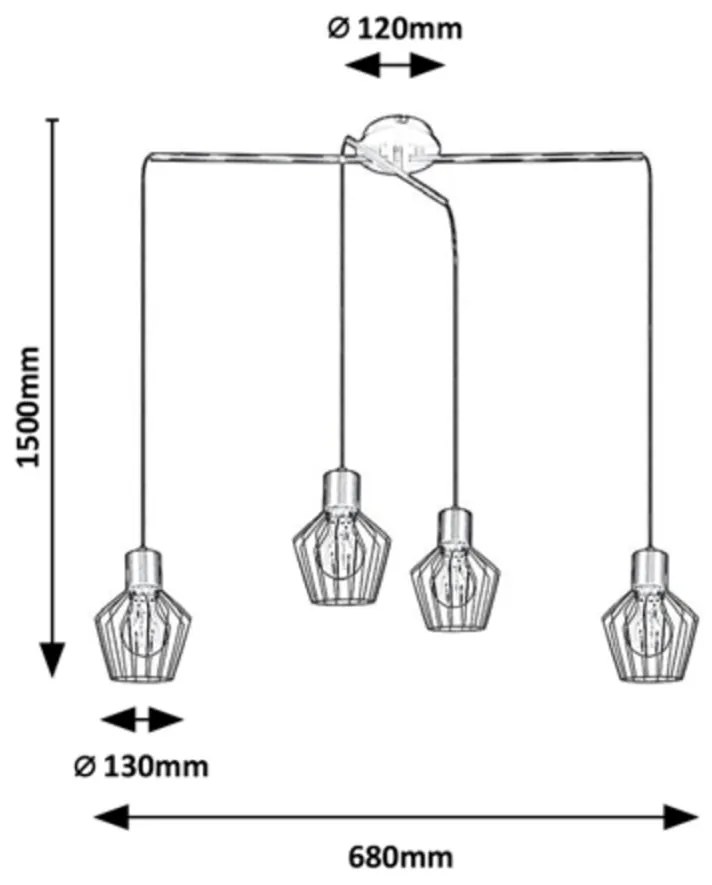 Lustra suspendata metal stil industrial Belano 4L