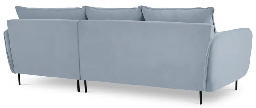 Colțar albastru deschis cu tapițerie din catifea (cu colțar pe partea dreaptă) Vienna – Cosmopolitan Design