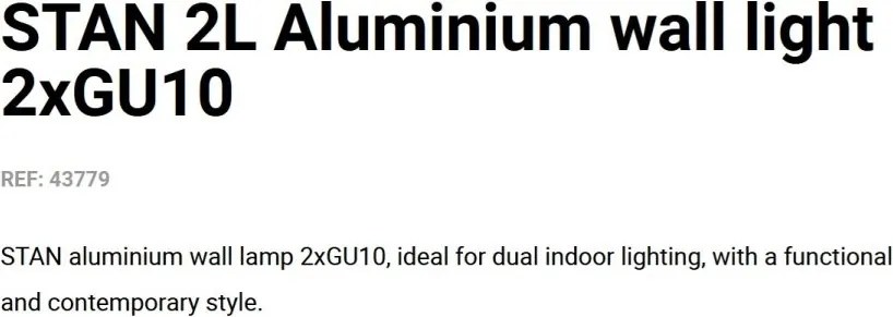 Aplica perete ambientala design modern STAN 2L aluminiu/negru
