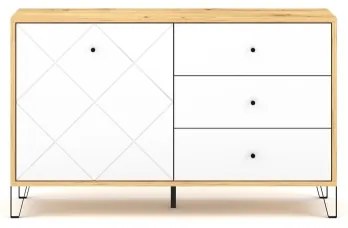 Comodă SULA, stejar artisan/albă