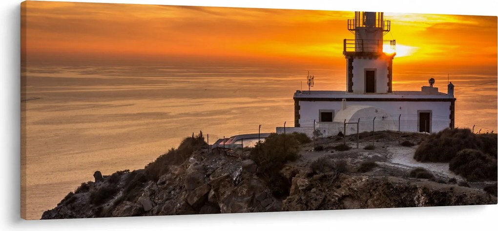 Tablou cu far în apus de soare (120x50 cm)