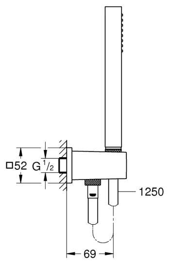 GROHE 26405000 - Set cu suport de perete EUPHORIA CUBE STICK, 1250 mm, crom lucios