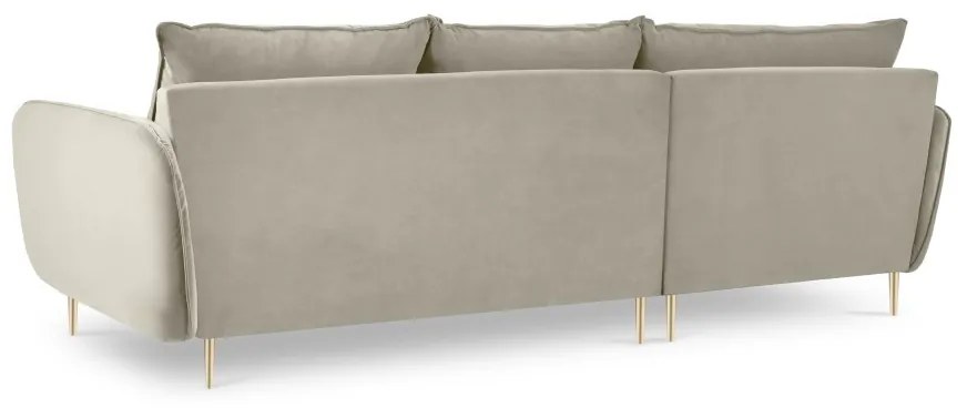 Coltar tapitat Vienna 5 locuri velvet/picioare gold – L255 x l170 x h95