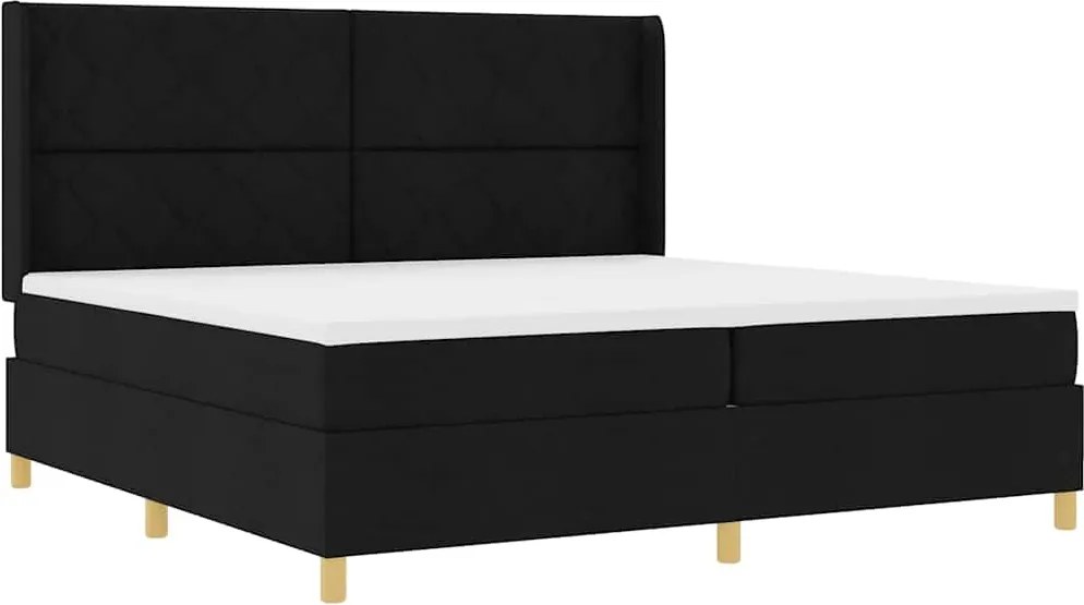 vidaXL Pat cu arcuri cu saltea Negru 200 x 200 cm țesătură