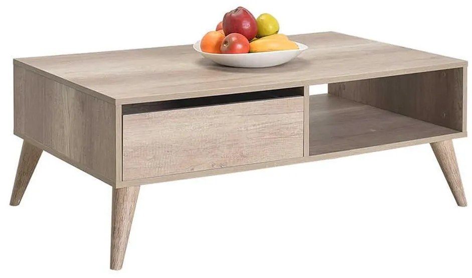 Masuta Cafea cu sertar Adore Living, Alb - Lemn Natural, 110 x 42 x 65 Cm