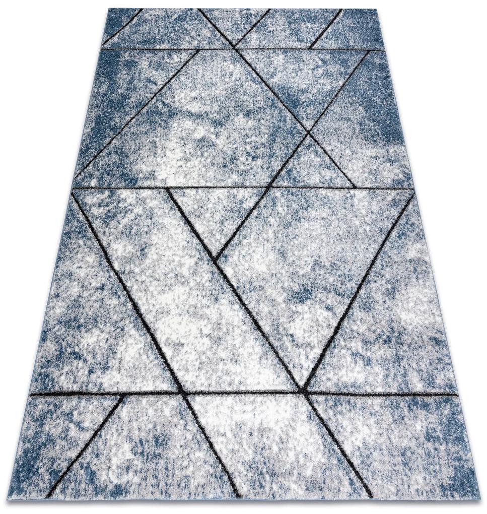 Covor modern COZY 8872 Wall, geometric, triunghiurile - structural două niveluri de lână albastru