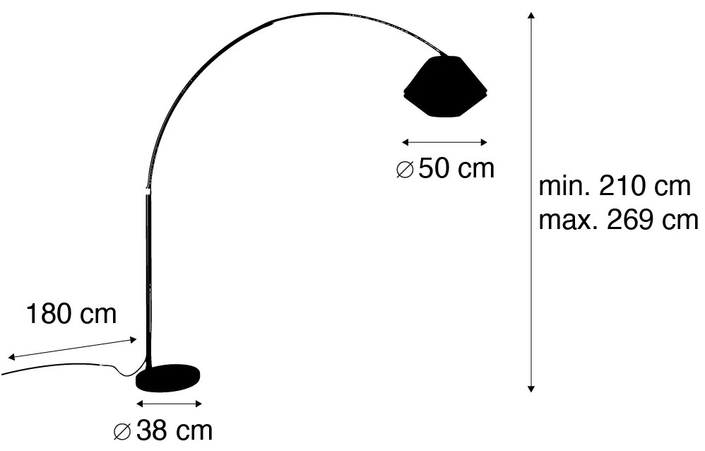 Lampă arcuită din alamă cu abajur dublu din catifea albă și verde - XXL
