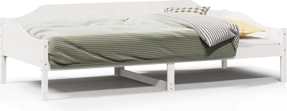 vidaXL Cadru de pat fără saltea, alb, 90x200 cm, lemn masiv pin