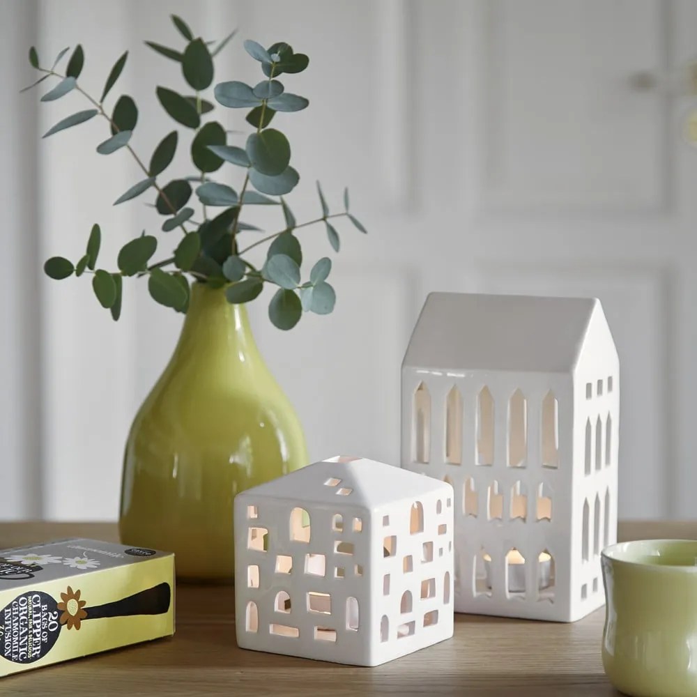 Sfeșnic din ceramică Kähler Design Urbania Lighthouse Church, alb