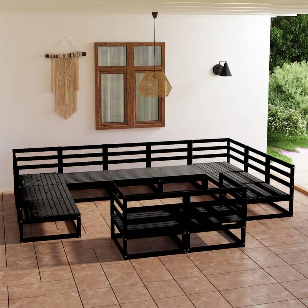 vidaXL Set mobilier de grădină, 11 piese, lemn masiv de pin