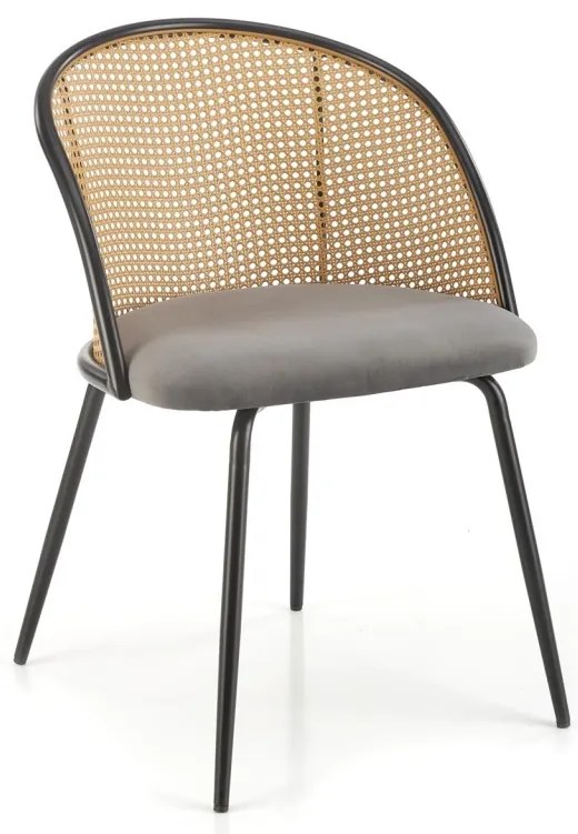 Scaun K508 ratan – velvet gri