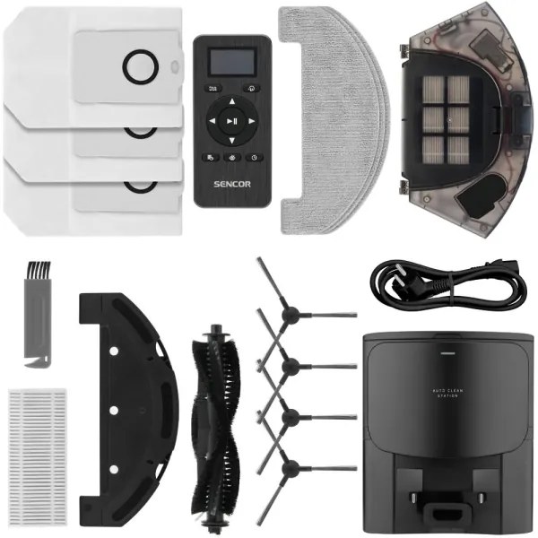 Sencor Aspirator robot 2 în 1 cu mop, 16 W, 2600 mAh, Wi‑Fi, negru, cu telecomandă inclusă