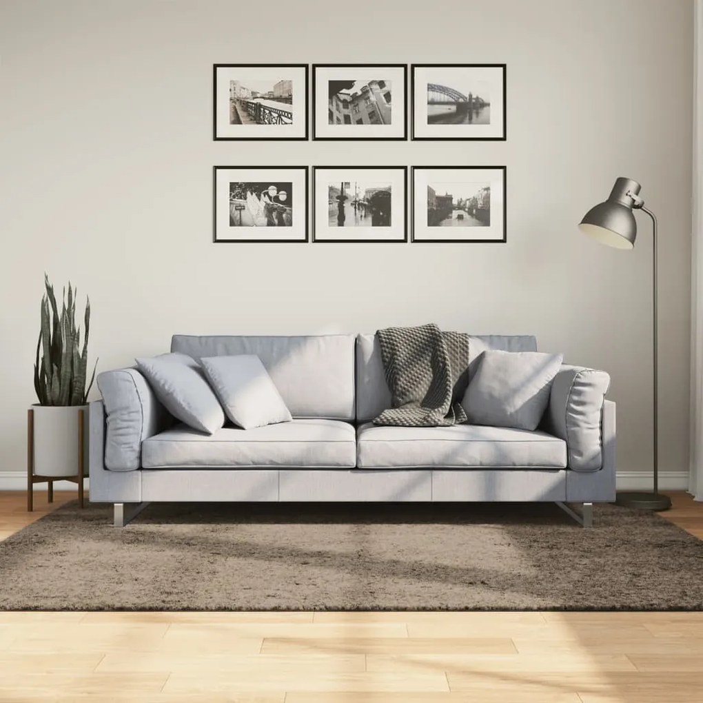 vidaXL Covor ISTAN, cu fire înalte, aspect lucios, gri, 140x200 cm