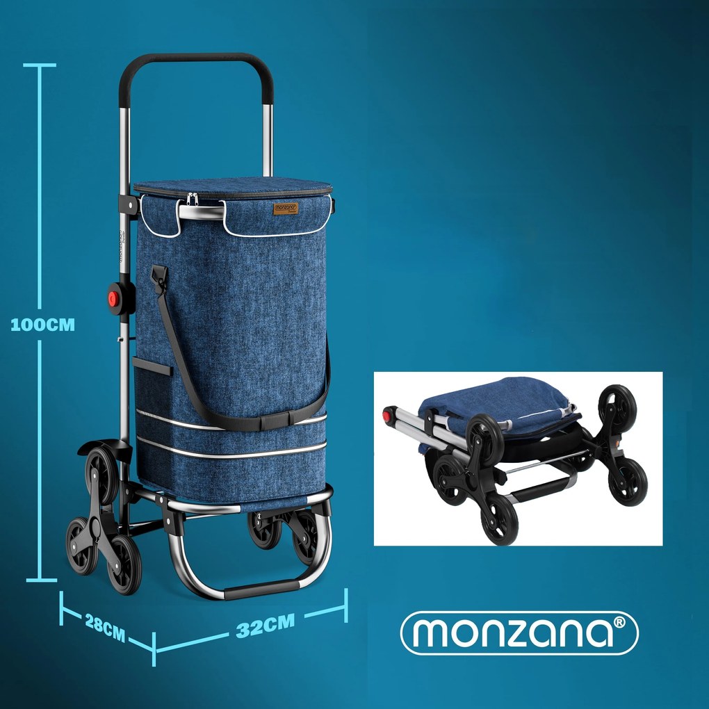 Geantă de cumpărături pe roți pentru scări COMFORT, 50L, albastru Monzana
