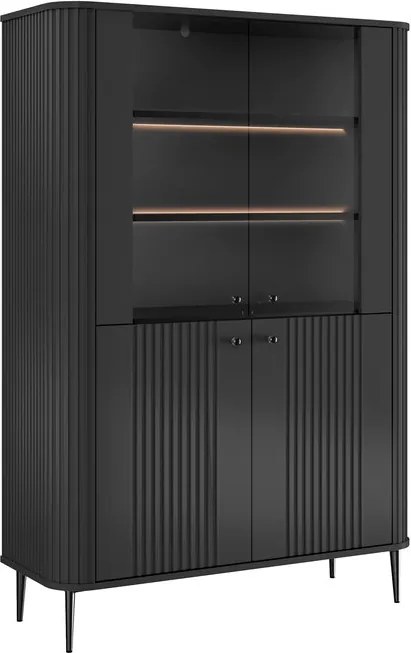 Vitrină cu patru uși Vesper 103 cm - negru / picioare negre