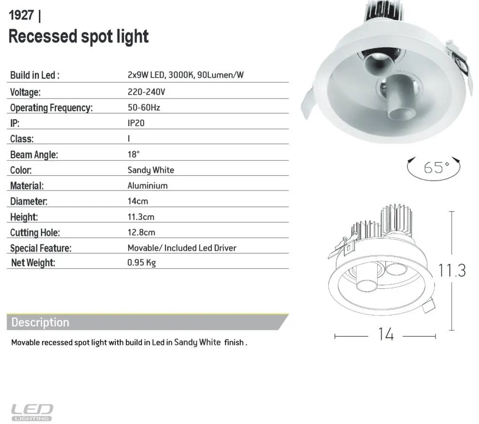 Corp incastrabil cu 2 mini spoturi LED mobile Trimless alb