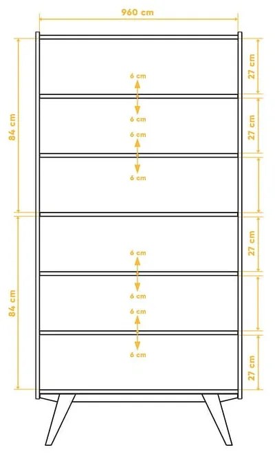 Bibliotecă din lemn de stejar 100x200 cm Retro - The Beds