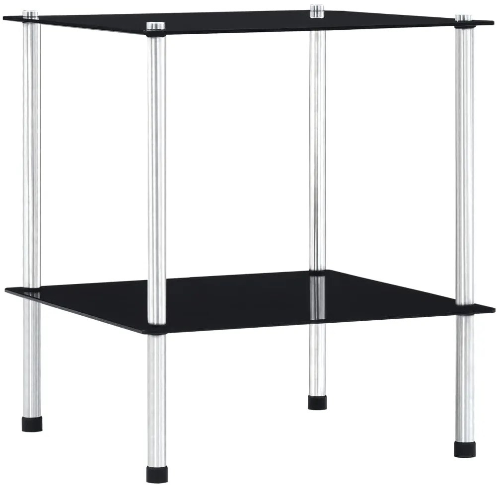 vidaXL Raft cu 2 niveluri, negru, 40 x 40 x 47 cm, sticlă securizată