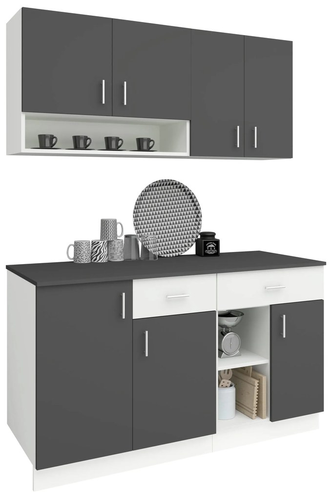 Set Bucatarie Berna, Antracit/Alb, L 140 cm