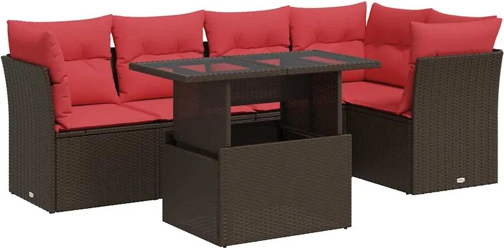 vidaXL Set canapele de grădină cu perne, 6 piese, maro, poliratan