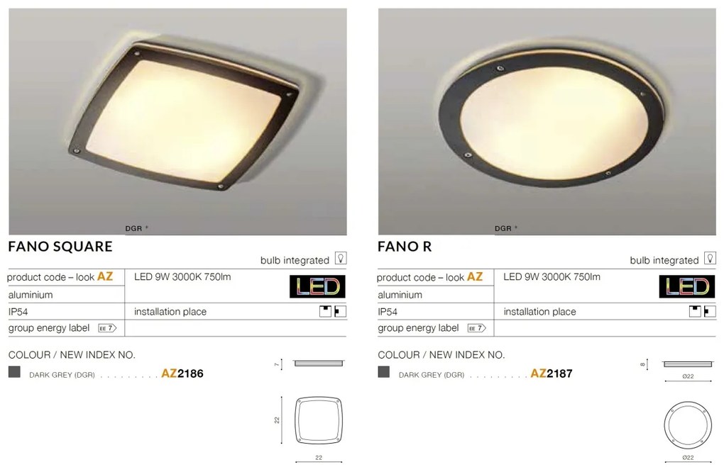 Aplica LED de perete / tavan pentru exterior IP54 FANO S