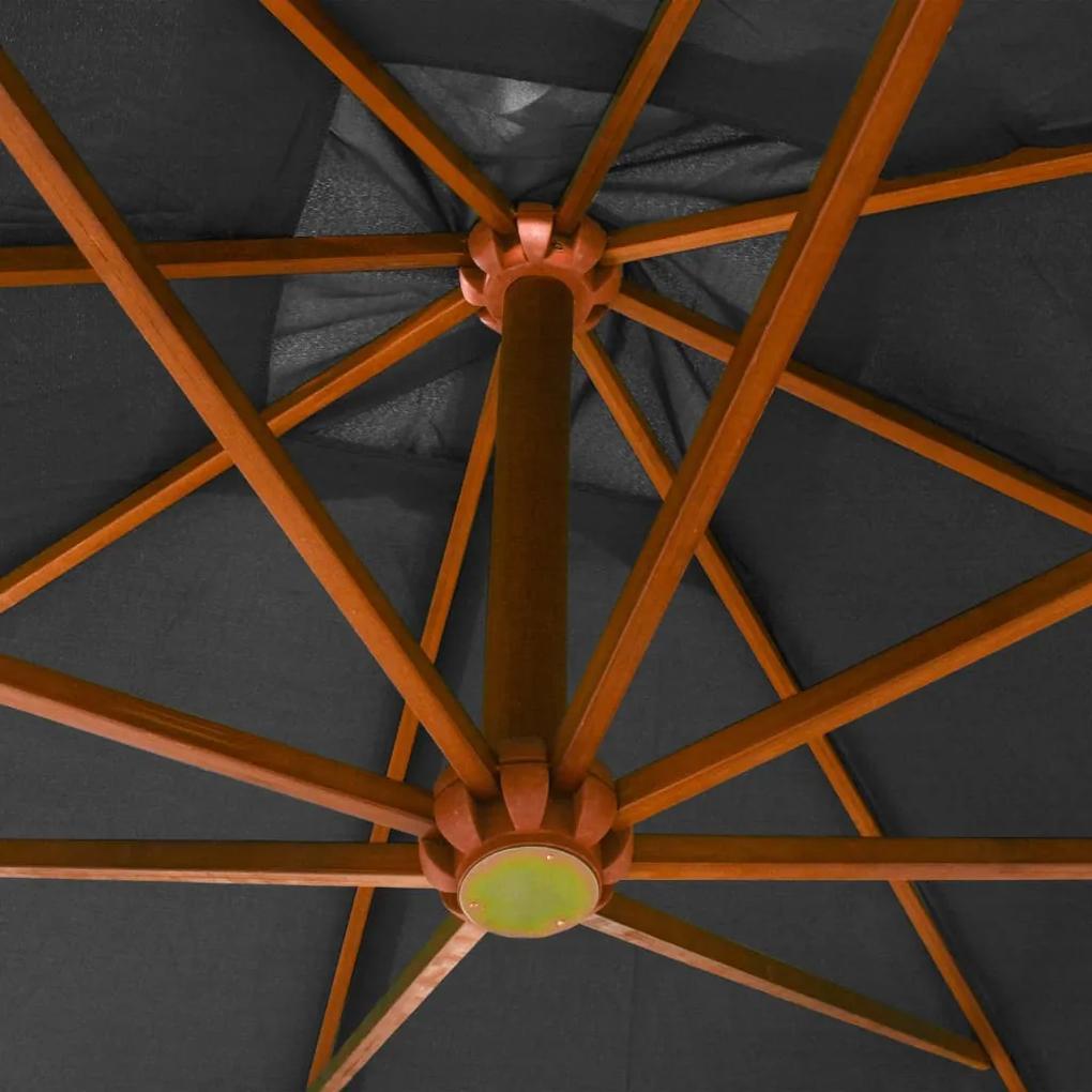 Umbrela suspendata cu stalp, antracit, 3x3 m, lemn masiv brad Antracit, 3 x 3 m