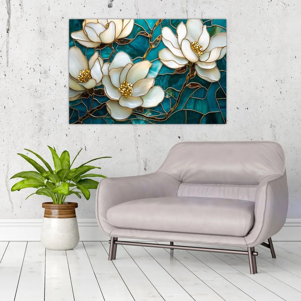 Tablou - Vitraliu cu magnolie (90x60 cm)