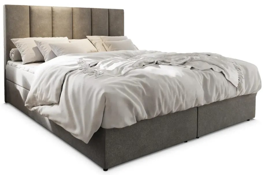 Pat boxspring tapițat MERALIS 180x200 cm gri Saltele: Saltea cu arcuri Bonell