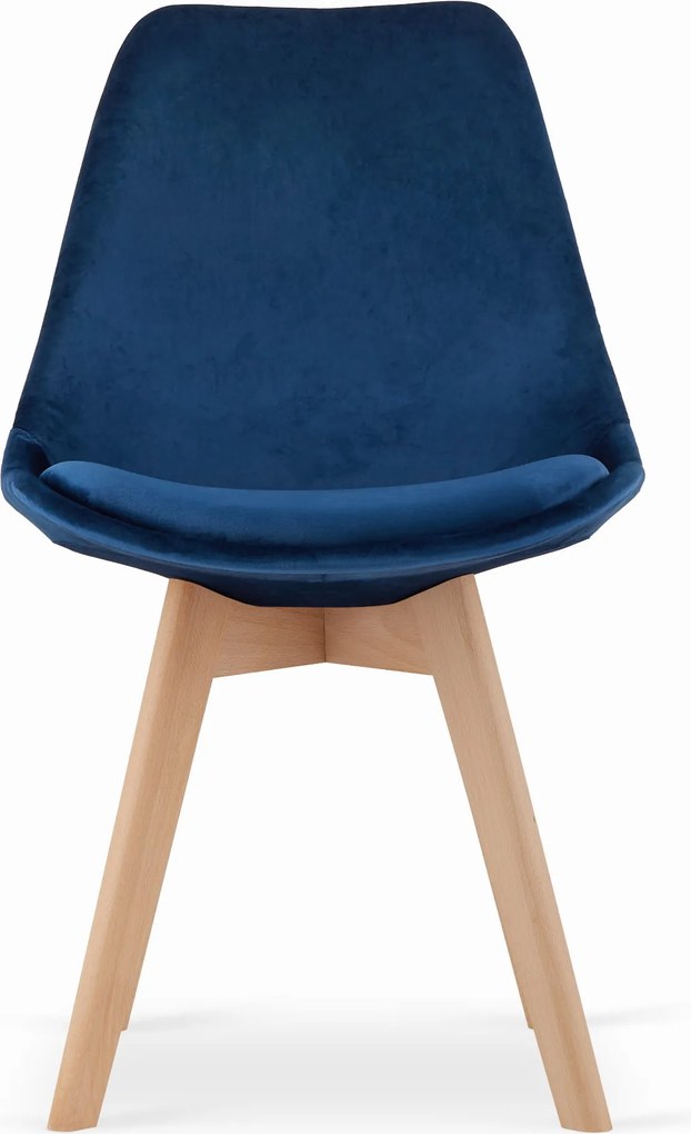 PROMOTIE Scaun albastru DAREN NORI VELVET cu picioare din lemn de fag II. calitate