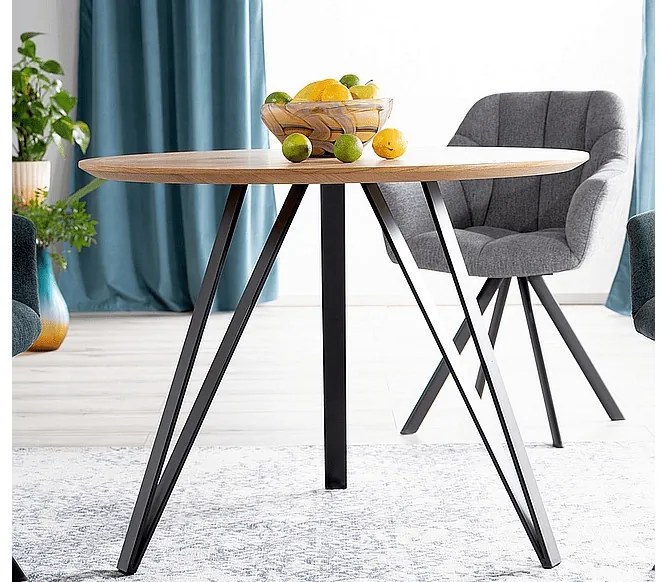 Masa Tetis stejar/negru ø100/h76 cm