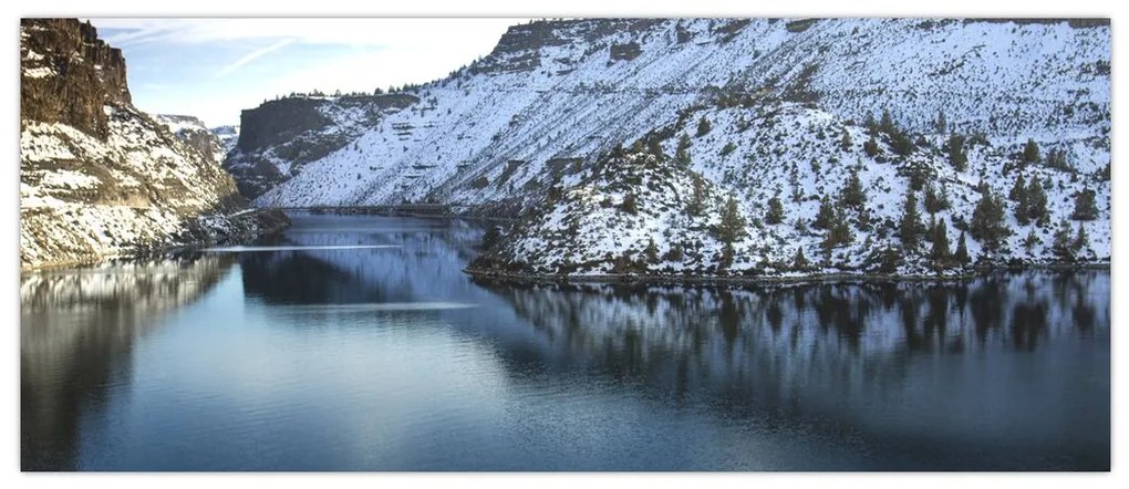 Tablou - peisaj de iarnă cu lac (120x50 cm)