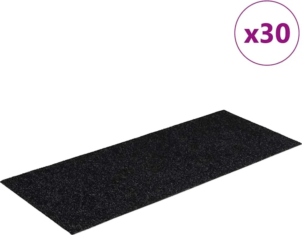 vidaXL Covorașe scări autoadezive, 30 buc., 60x25 cm, negre, dreptunghiulare
