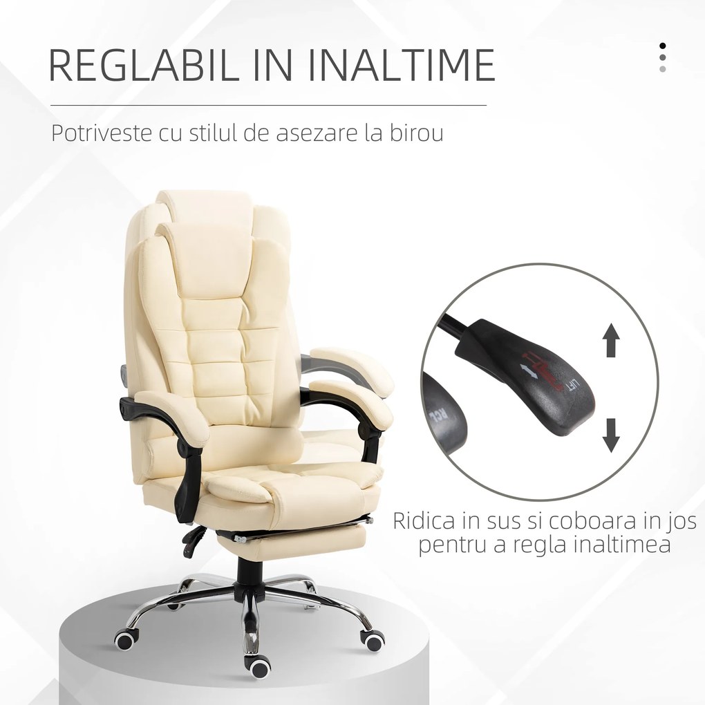 HOMCOM Scaun de Birou Executiv din Piele cu Spatar Pivotant Computer Ergonomic