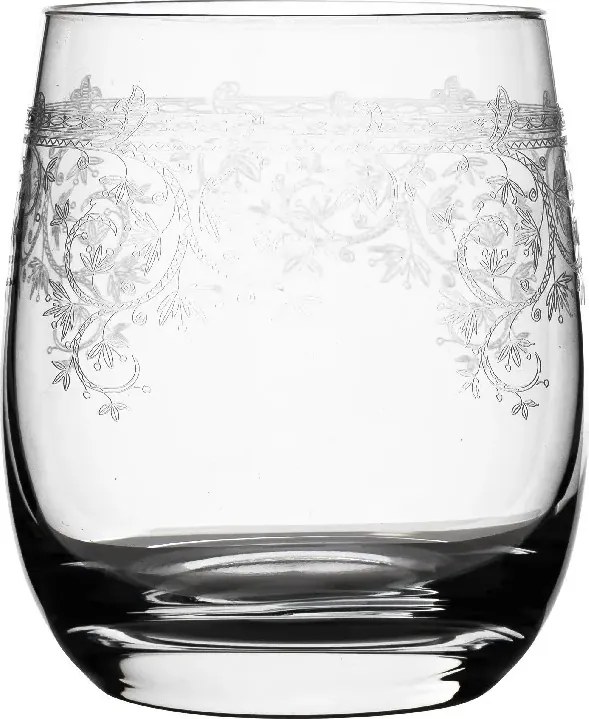 Pahar din sticlă, transparent, cu model în spirală gravat, 250 ml, 9 x 7 cm, „Joséphine”