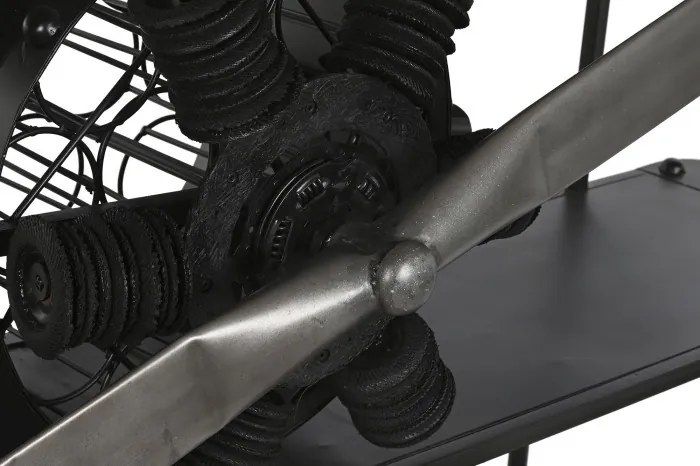 Consolă tip bar din metal și lemn, negru, "Airplane"