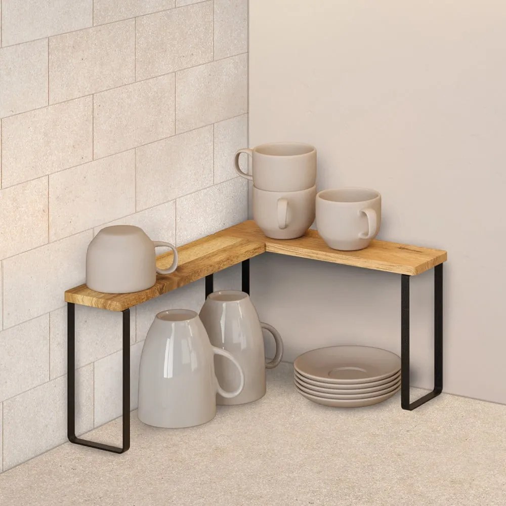 Rafturi suplimentare negre-mate/în culoare naturală 2 buc. din lemn 27x8 cm York – Metaltex