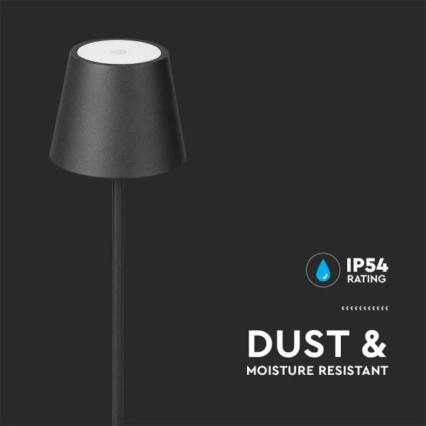 Lampă LED de podea 3în1, reglabilă, 4W, 5V, 4400mAh, 3000K, IP54, negru