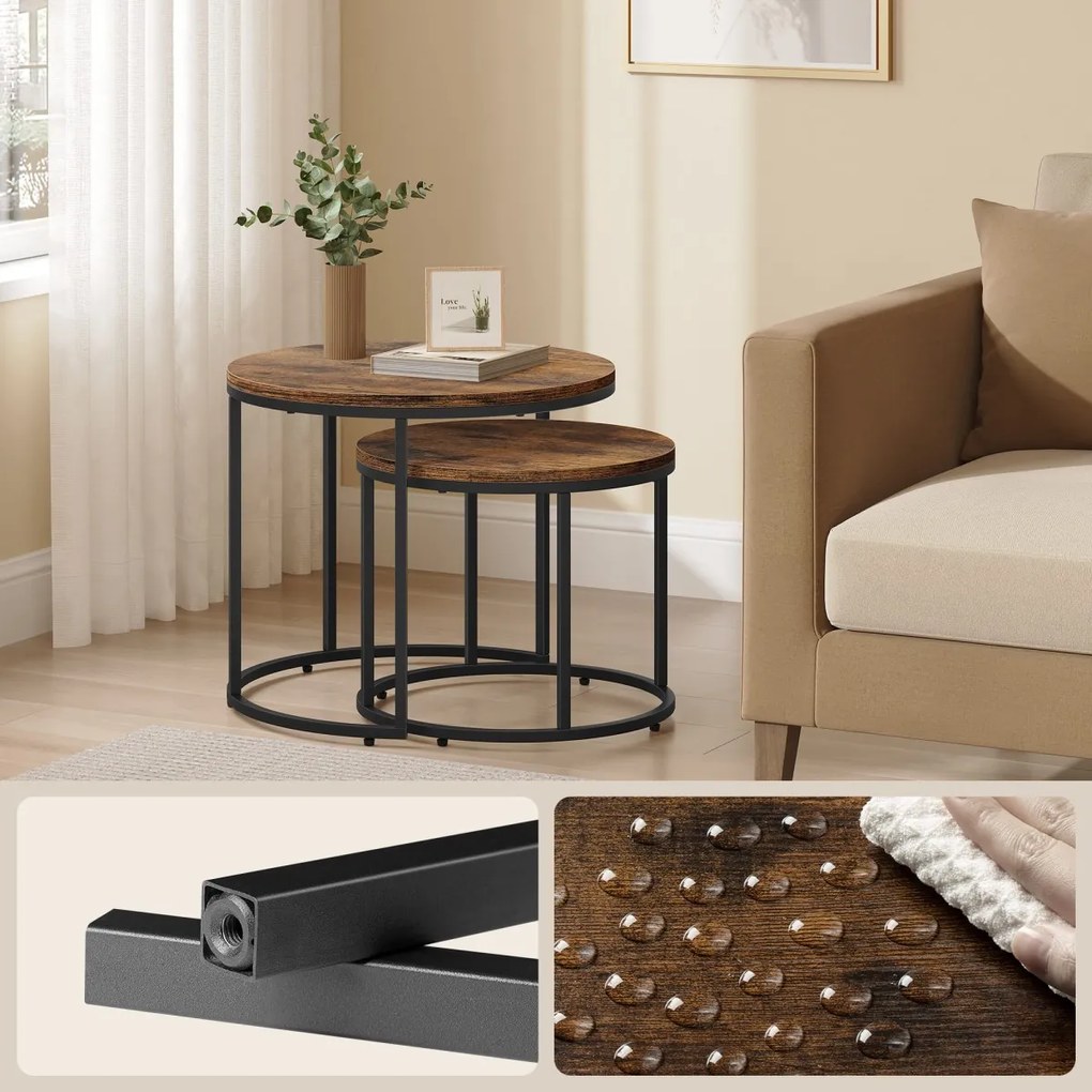Set de mese de cafea TAYLOR, rustic maro
