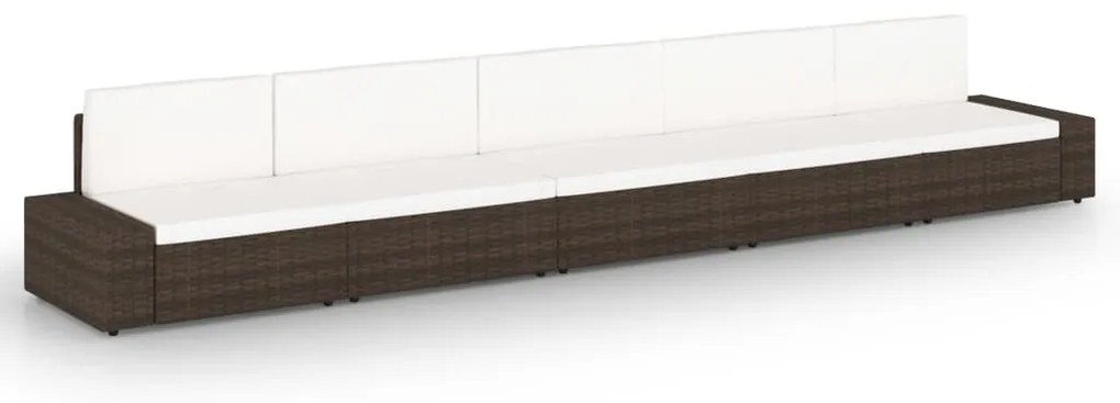 vidaXL Set mobilier de grădină cu perne, 5 piese, maro, poliratan