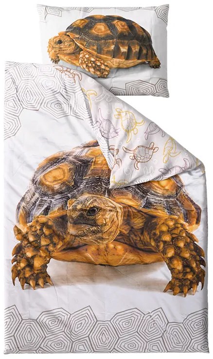 Lenjerie de pat 3D din bumbac TURTLE alb Dimensiune lenjerie de pat: 70 x 90 cm | 140 x 200 cm