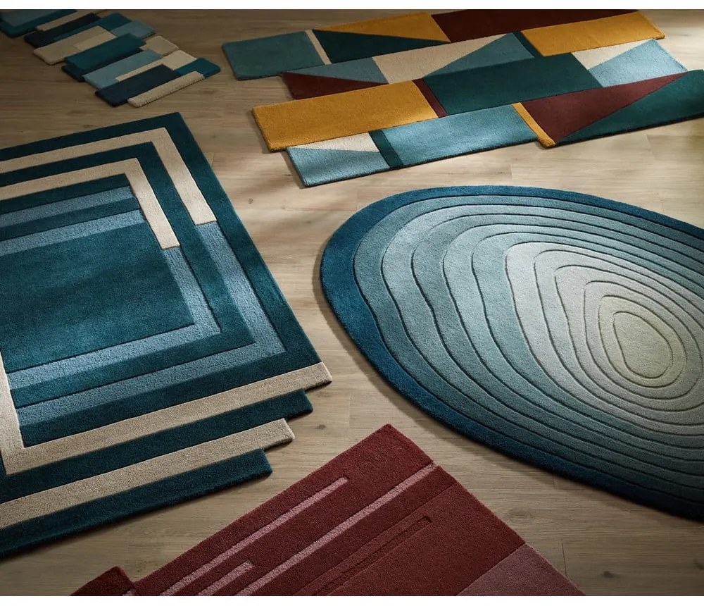 Covor albastru din lână 160x230 cm Puddle Ombre Wool – Flair Rugs